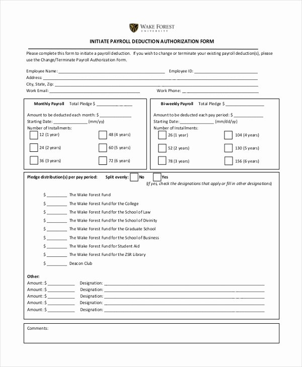 Payroll Deduction form Template Awesome Sample Payrolle Deduction form 12 Free Documents In Pdf