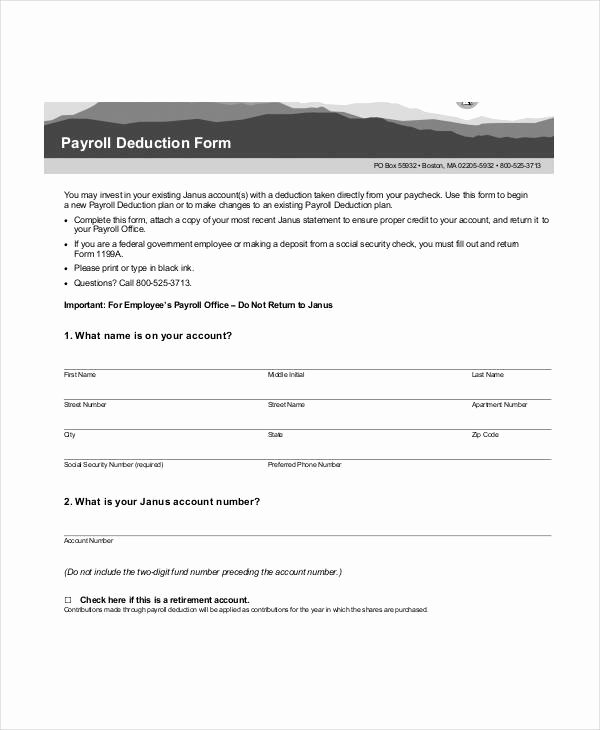 Payroll Deduction form Template Best Of Payroll Deduction form Template 10 Free Sample Example