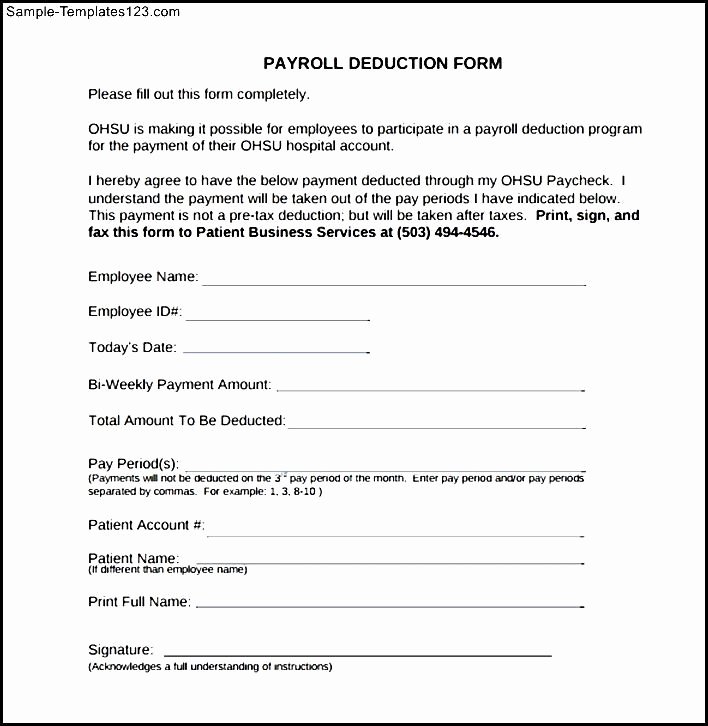 Payroll Deduction form Template Fresh 27 Of Template Letter Payroll Undeduction