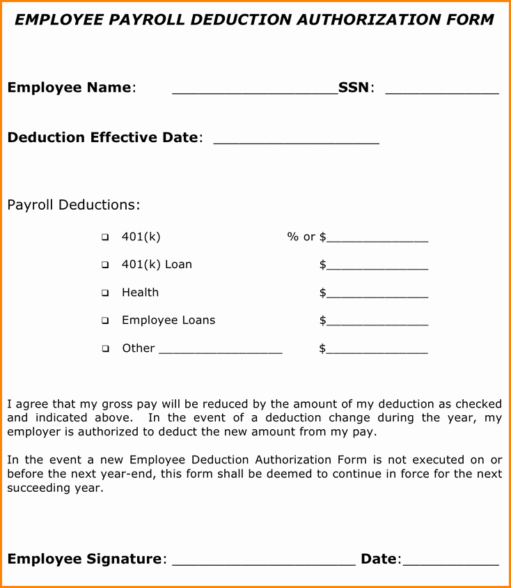 Payroll Deduction form Template Unique 9 Employee Payroll forms Template