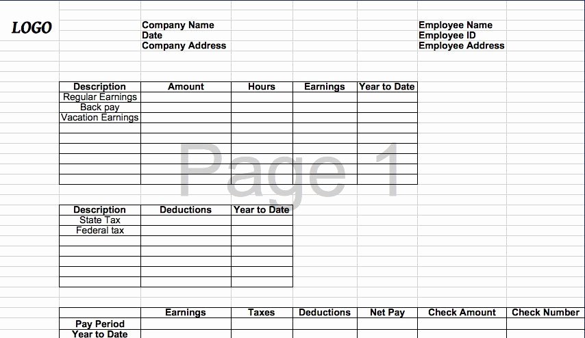 Payroll Stub Template Excel Beautiful 25 Great Pay Stub Paycheck Stub Templates