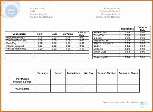 Payroll Stub Template Excel Elegant 8 Excel Pay Stub Template