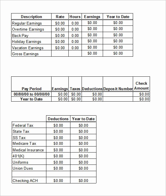 Payroll Stub Template Excel Fresh 24 Pay Stub Templates Samples Examples &amp; formats
