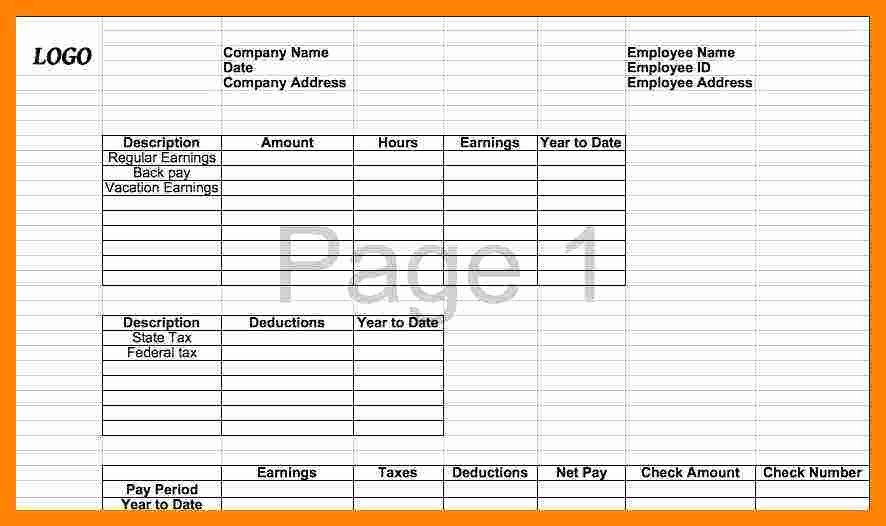 Payroll Stub Template Excel Inspirational 7 Paycheck Stub Template for Excel