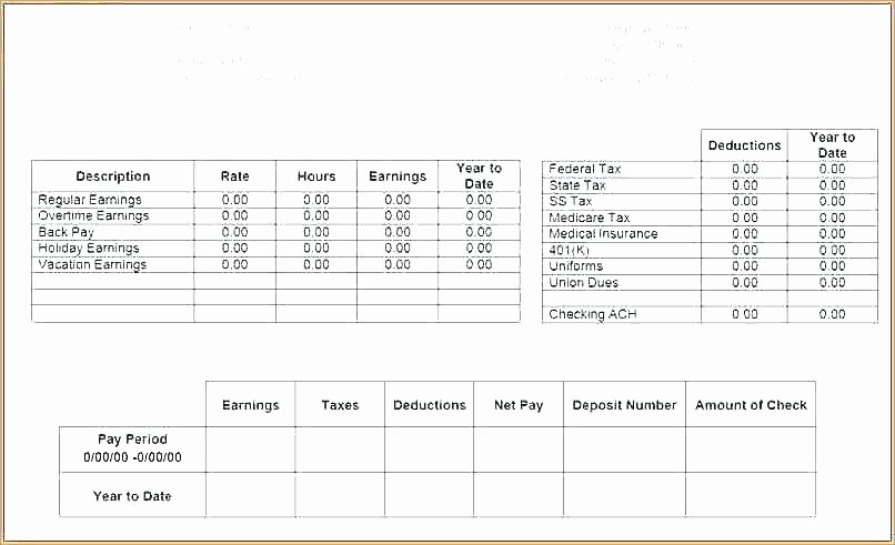 Payroll Stub Template Excel Unique Excel Pay Stub Template Free California Great Paycheck