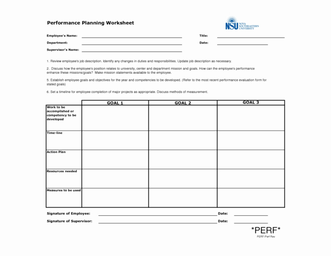 employee performance planning worksheet template example