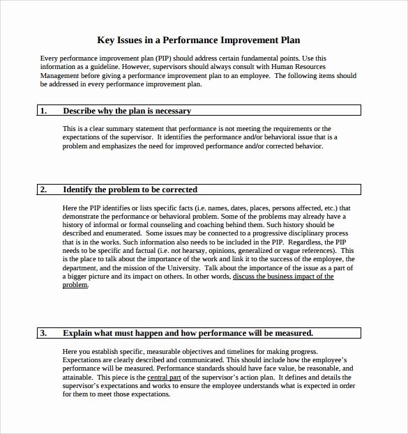 Performance Action Plan Template New Performance Improvement Plan Template 14 Download