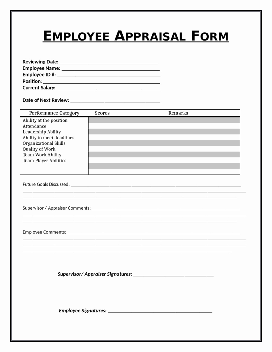 Performance Appraisal form Template Beautiful 2019 Employee Evaluation form Fillable Printable Pdf