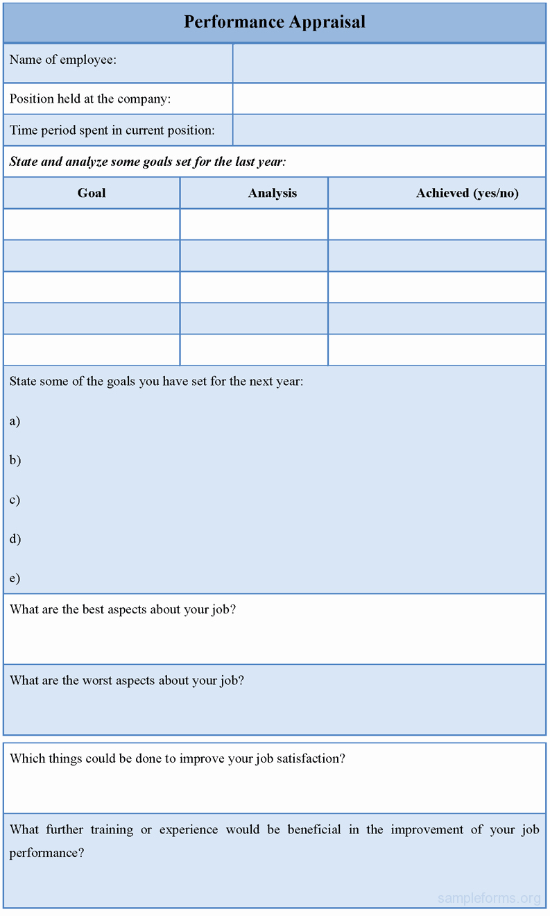 Performance Evaluation form Template Elegant Performance Appraisal Questionnaire Sample for