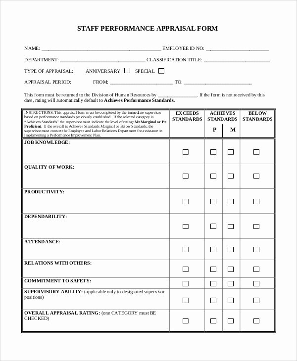 Performance Evaluation form Template Luxury 9 Performance Appraisal Examples – Pdf Word