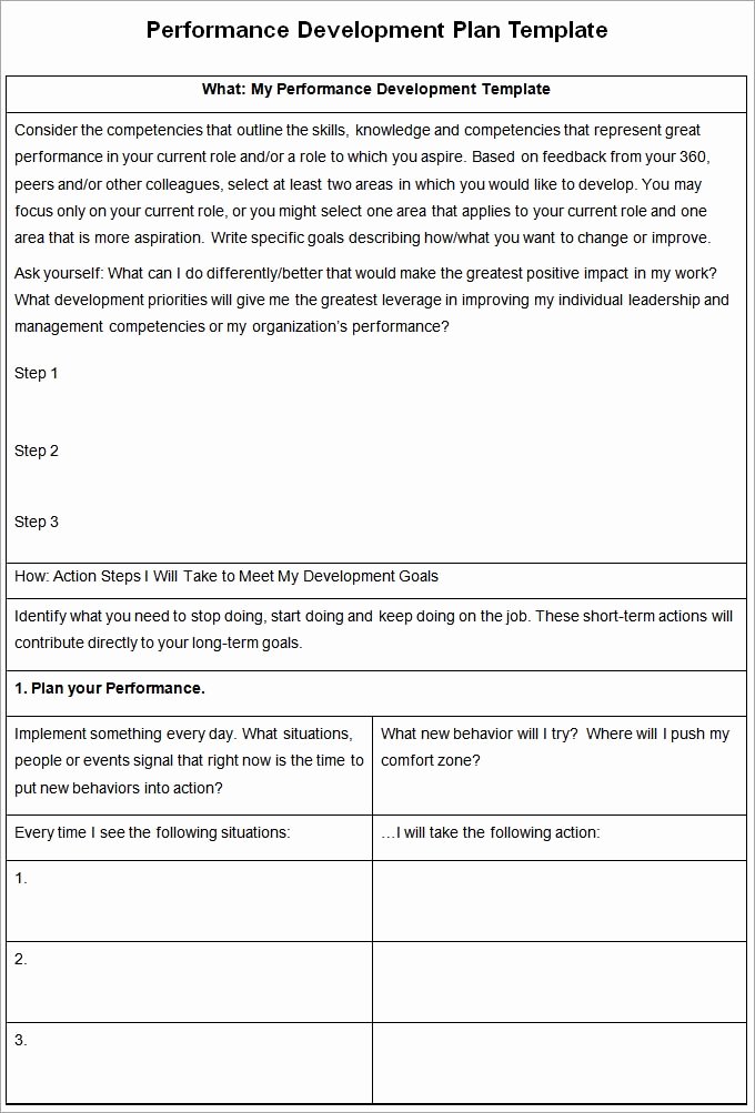 Performance Management Plan Template Lovely Performance Development Plan Template Development Plan