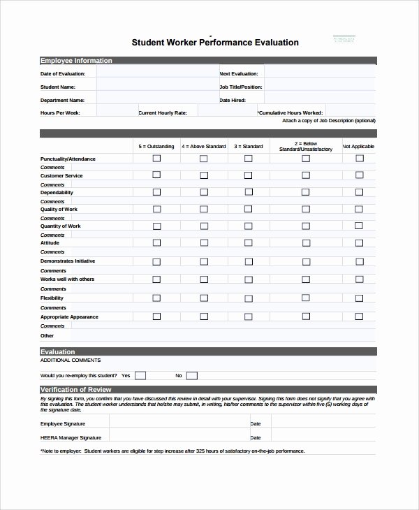 Performance Review form Template Lovely 8 Performance Review form Templates