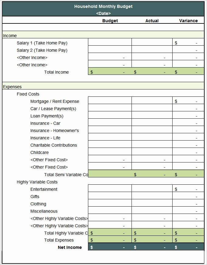 Personal Budget Planning Template New Household Bud Template 5 Free Word Excel Pdf