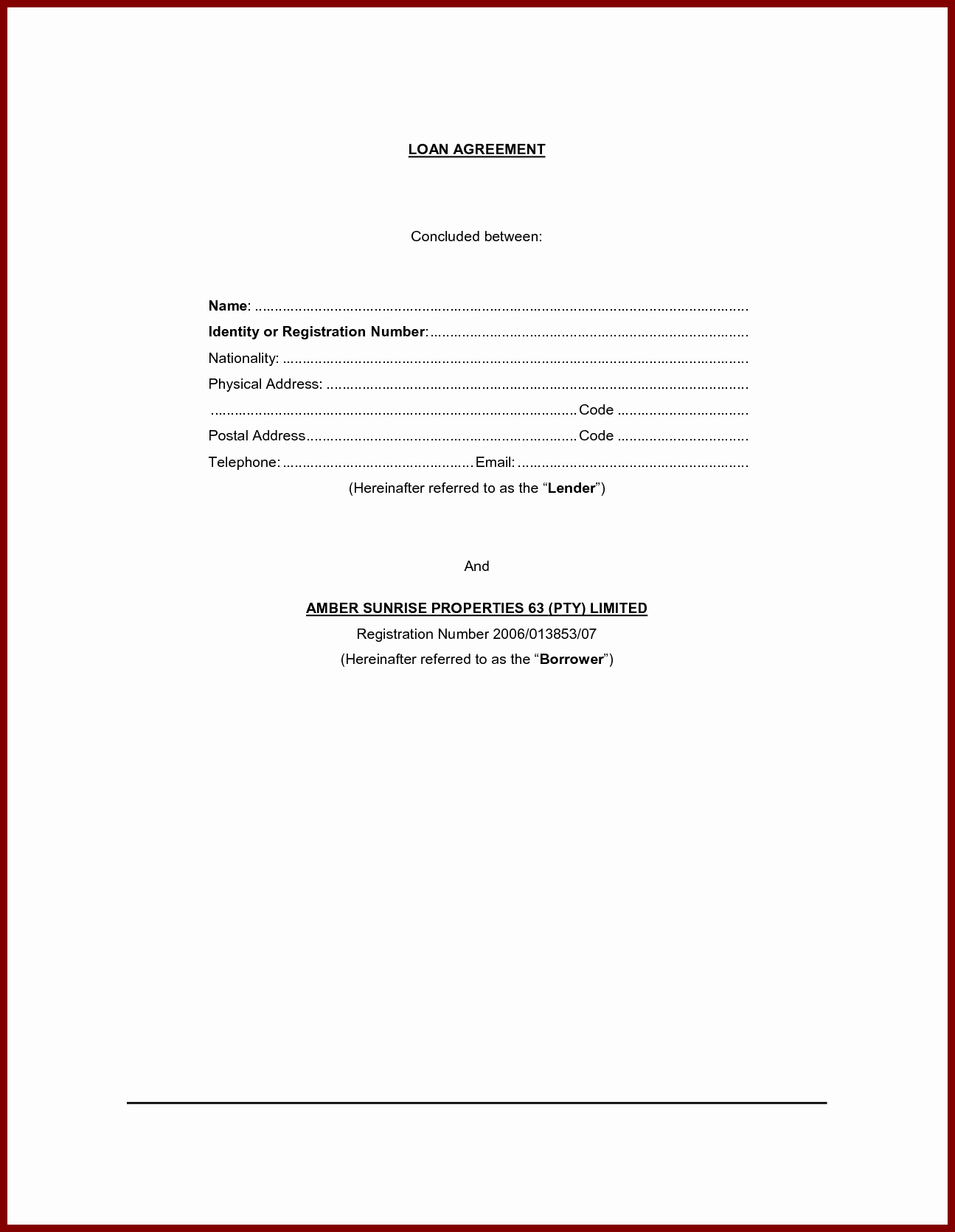 Personal Loan Agreement Template Free Awesome Personal Loan Contract Agreement form Sample Vatansun