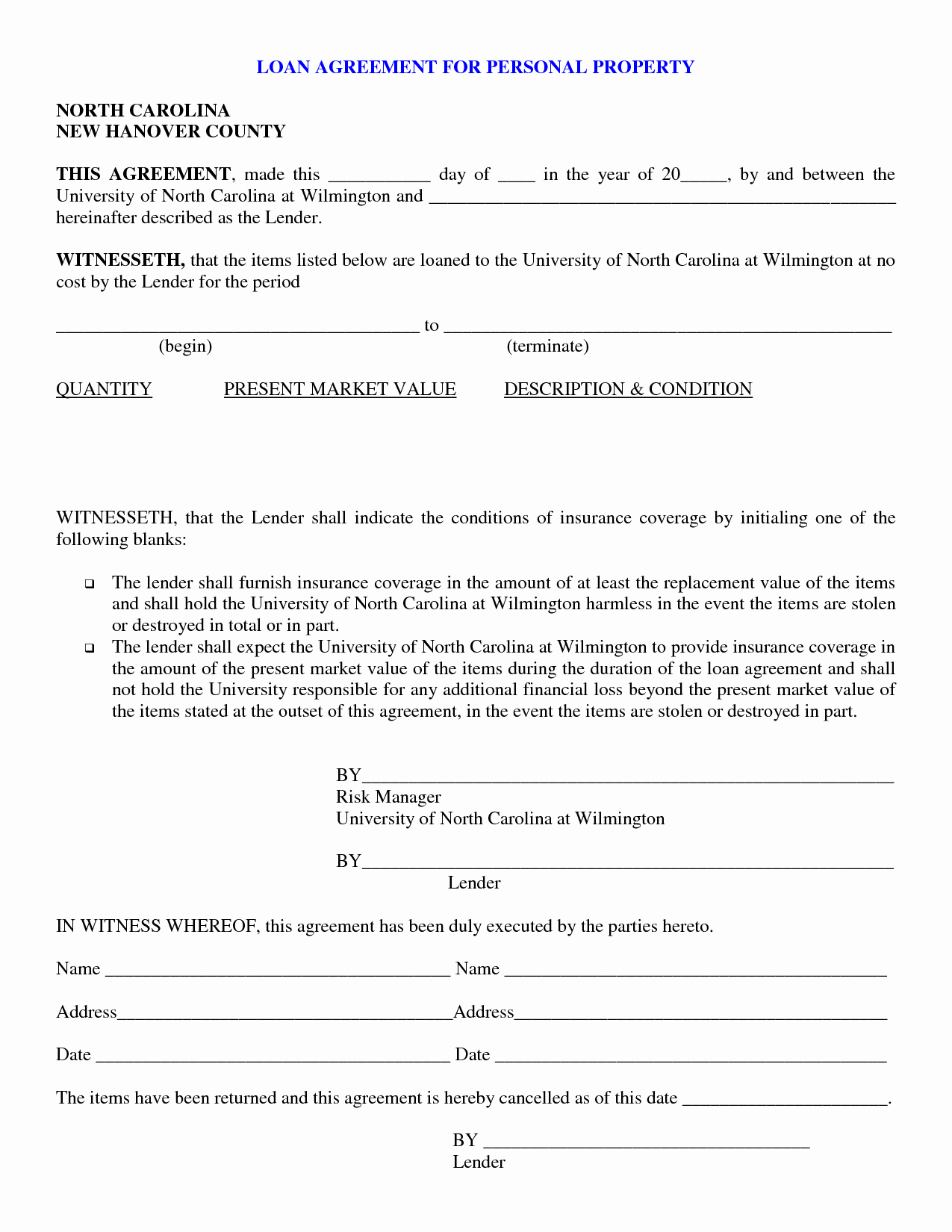 Personal Loan Contract Template Free Fresh Free Printable Personal Loan Contract form Generic