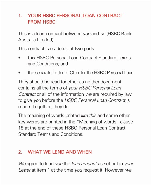 Personal Loan Contract Template Lovely 10 Loan Contract Samples Examples Templates