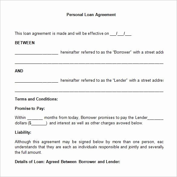 Personal Loan Document Template Luxury Free Personal Loan Agreement In Word 26 Great Loan