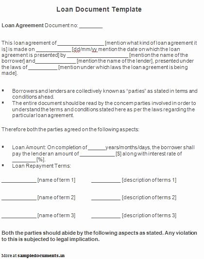 Personal Loan Document Template New Printable Sample Personal Loan Agreement form