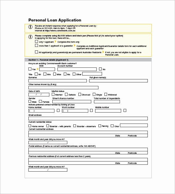 Personal Loan Documents Template Elegant Cba Bank forms