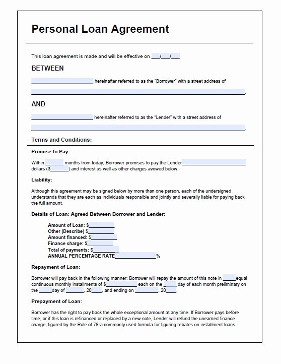 Personal Loan Documents Template New Download Fillable Pdf forms for Free