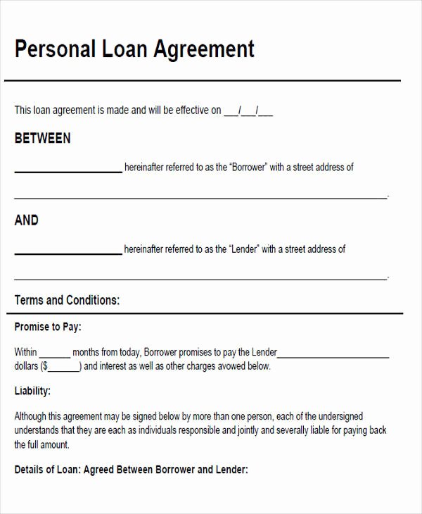 Personal Loan Documents Template Unique 46 Agreement form Sample