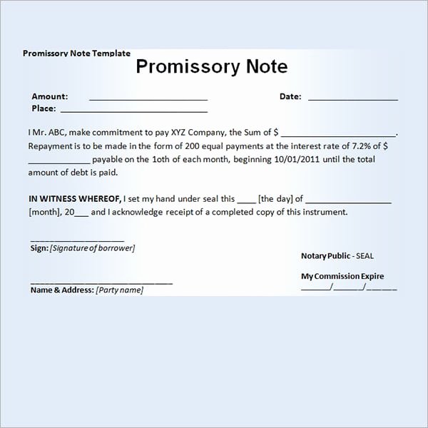 Personal Loan Promissory Note Template Best Of 11 Promissory Note Templates Word Excel Pdf formats