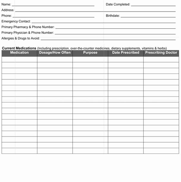 Personal Medical Record Template Elegant Personal Medical Record Keeper