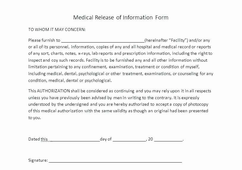 Personal Medical Record Template Fresh Medical History form Printable Best Hospital Release