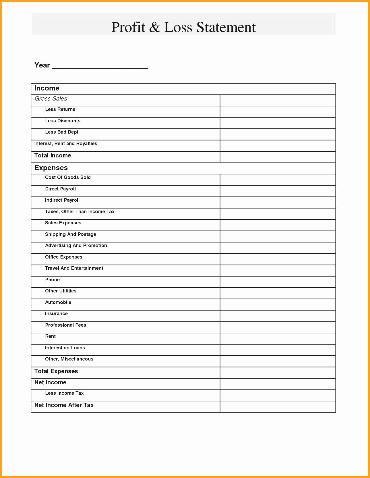 Personal Profit and Loss Template Best Of Personal Profit and Loss Statement Template Free – Amandae