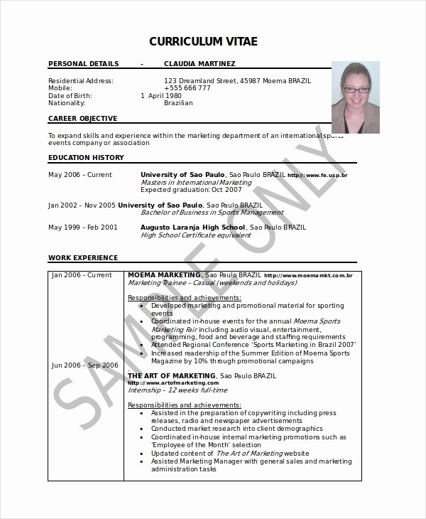 Personal Trainer Resume Template New Personal Trainer Resume Template 7 Free Word Pdf