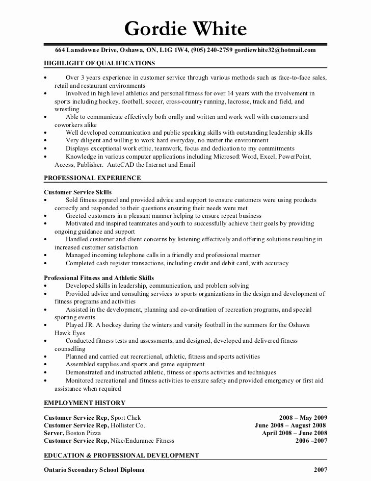 Personal Trainer Resume Template New Personal Training Resume
