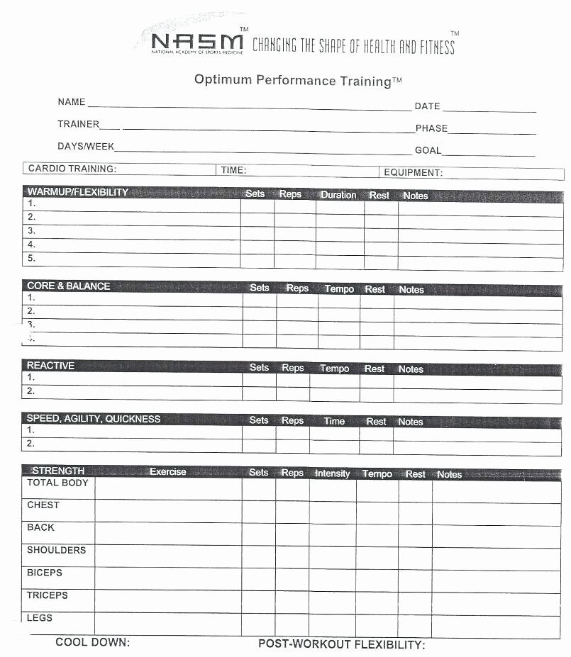 Personal Trainer Workout Plan Template Best Of Personal Training Program Design Template