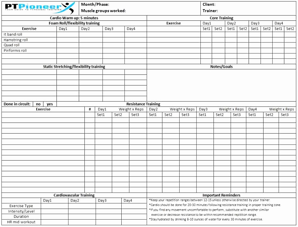 Personal Trainer Workout Plan Template Elegant 6 Personal Training Session Plan Template topoy