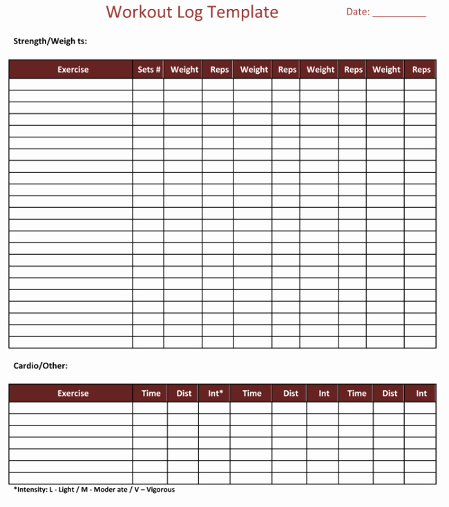 Personal Trainer Workout Plan Template Inspirational 5 Workout Log Templates to Keep Track Your Workout Plan