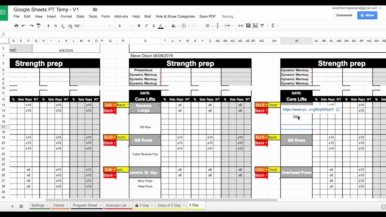 Personal Trainer Workout Template Awesome Setting Up Your Google Sheets Personal Training Template