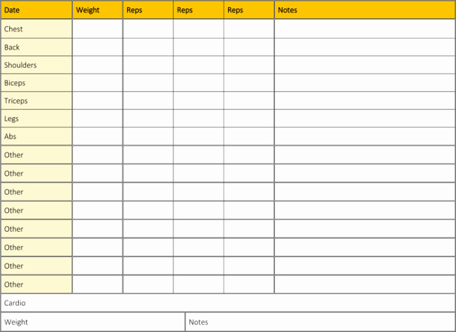 Personal Trainer Workout Template Inspirational 5 Workout Log Templates to Keep Track Your Workout Plan