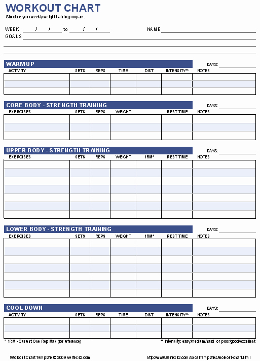 Personal Trainer Workout Template Inspirational Free Workout Chart Template Fitness