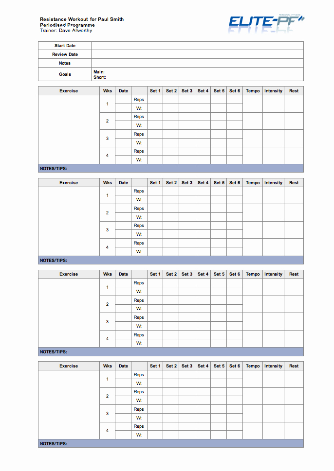 Personal Trainer Workout Template New 29 Of Personal Trainer assessment Template