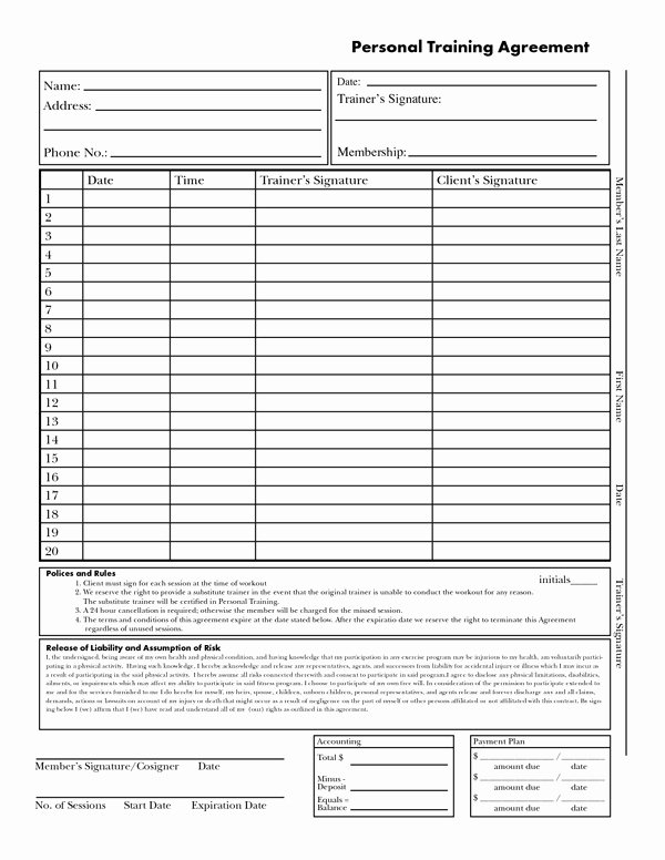 Personal Trainer Workout Template Unique Personal Trainer form Sample forms