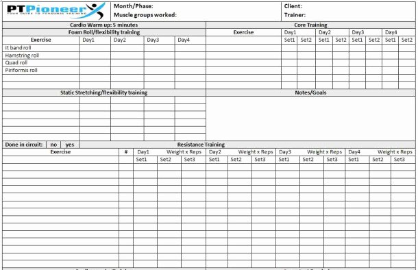 Personal Training Programme Template Awesome 29 Of Nasm Workout Program Template