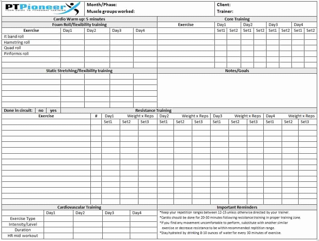 Personal Training Programs Template Best Of Workout Schedule Template Your Clients Will Love You