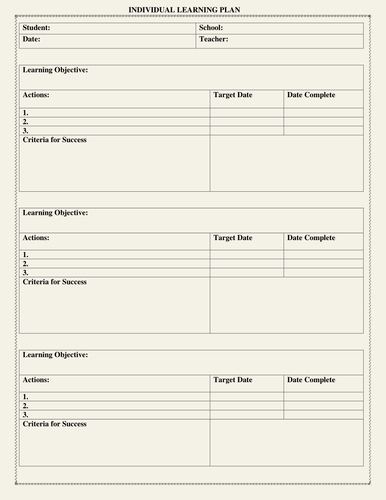 Personalised Learning Plan Template Luxury Individual Learning Plan Template by Moedonnelly