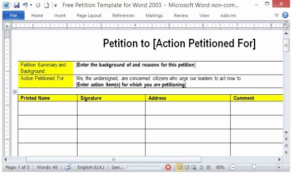 Petition Template Microsoft Word Elegant Free Petition Template for Word