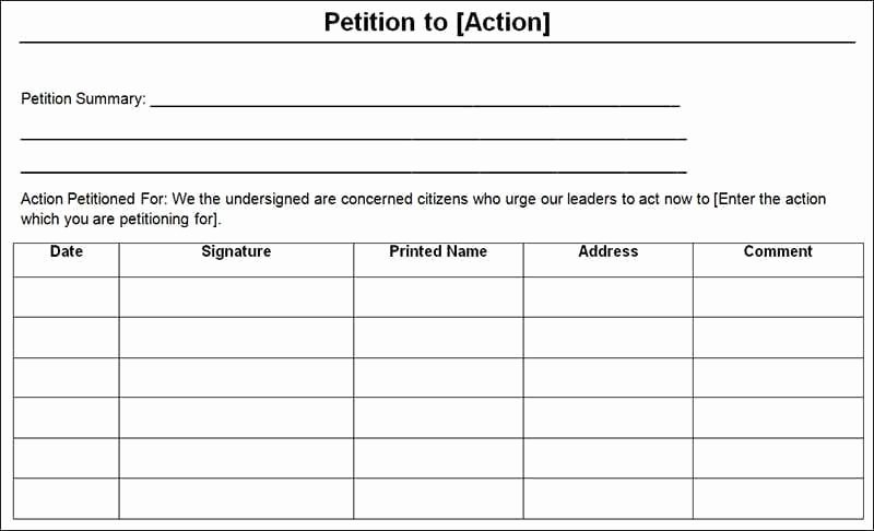 Petition Template Microsoft Word New Petition Templates Find Word Templates