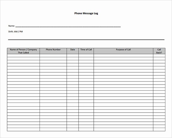 Phone Call Log Template Awesome 10 Sample Phone Message Templates – Pdf Word Excel