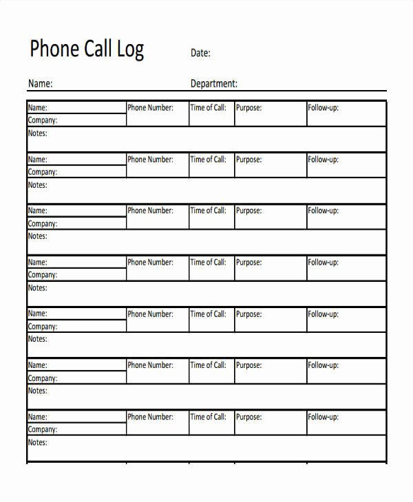 Phone Call Log Template Fresh 9 Phone Call Log Template – Examples In Word Pdf