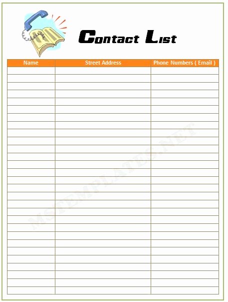 Phone Contact List Template Best Of Contact List Template