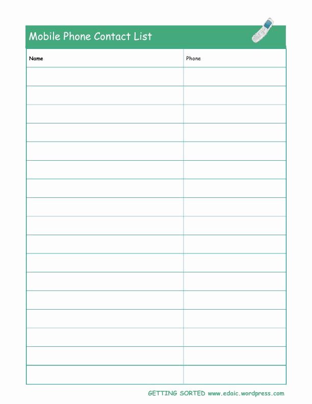 Phone Contact List Template Best Of Print Out