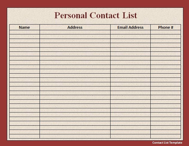 Phone Contact List Template Elegant 6 Best Of Phone Number List Template Printable
