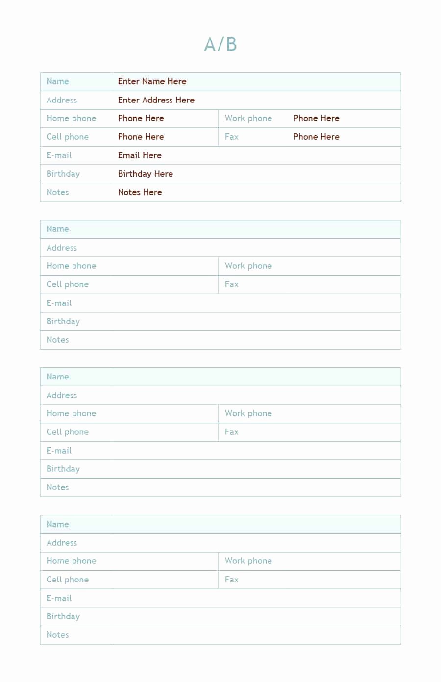 Phone Contact List Template Lovely 40 Phone &amp; Email Contact List Templates [word Excel]